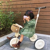 INS Korean childrens tricycle Japanese baby hand push bicycle walking baby artifact retro childrens photo artifact
