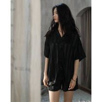 Tongyu (cool type)ice silk pajamas womens summer short-sleeved simulation silk Korean version of home clothes advanced sense suit