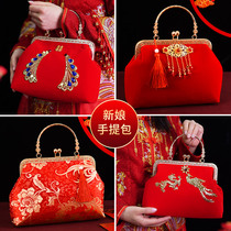 2021 new hand-carried wedding bag bridal bag wedding supplies red Chinese style large capacity handbag womens bag