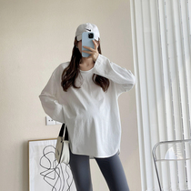 Pregnant women new pure white T-shirt long sleeve base shirt loose versatile fashion simple large size medium length top
