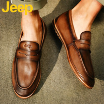 jeep jeep leather shoes mens shoes summer breathable 2021 new fashion shoes genuine leather mens casual Doudou shoes men