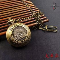 Republic of China old pocket watch antique Chinese Cultural Revolution old Shanghai locomotive pure copper pocket watch mechanical watch clock belt chain