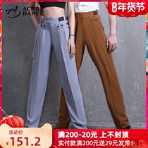 ACEdance magnificent men and women with the same Latin dance pants autumn pocket practice pants design multi buckle national standard pants DA184