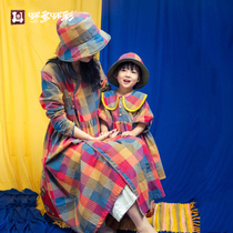 Midobo-colored children pro-dress foreign air one-piece dress retro Chinese Wind Mother woman dress Spring summer style Fried Street Parenting Dress