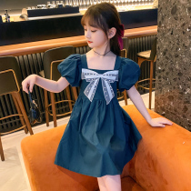  Girls summer dress thin 2021 new Korean little girl bow skirt summer princess skirt children