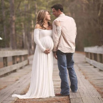 European and American Sexy Neckline Pregnant Woman Photo Long Dress Snow-spinning Big Tug-Tail dress Dress Movie dresses