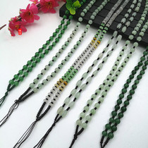 Factory store straight hair full bead necklace jade pendant lanyard pendant lanyard chain men and women models jade pendant jade jewelry with rope lanyard