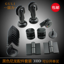 Toilet partition accessories black nylon plastic partition door lock self-closing door hinge public toilet door lock