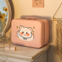 ins Wind small super large capacity cosmetic bag female portable storage box small box skin care products with mirror Hand bag
