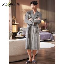 Sea island suede sleepwear for mens autumn and winter long sleeves Garsecede thickened Warm Coral Suede Home Conserved Morning Gown Bathrobe Spring Autumn