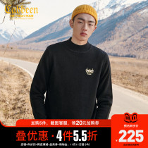 Carbine mens casual black long sleeve sweater autumn and winter New temperament quality bee embroidery warm B