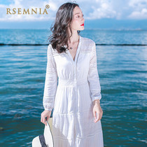 Rsemnia Holiday Dress Beach Dress Plus Size Seaside Travel Temperament Long Skirt Super Fairy Spring and Autumn Fairy Dress ins ins