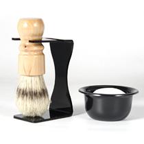 Foreign trade tail single solid wood nylon shaving brush beard brush foaming brush Handmade soap Hu brush holder Shaving bowl 4-piece set