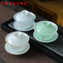 White porcelain kung fu tea bowl home Cover bowl is not hot hand three tea cup single kung fu tea bowl ceramic cover bowl Small