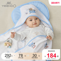 Yingzi baby bag held by baby boy covered with newborn baby gauze sleeping bag Four Seasons Spring Summer