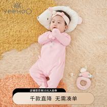 English Baby Clothes Racing Soft Silk Khaclothes Comfort Conjoined Men And Women Baby Buns Feet Autumn Clothing Autumn Winter New