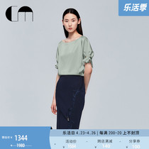 COMME MOI Lü Yan designer Spring Summer new satin scull Sensation Styling Glossy in Sleeves Shirt