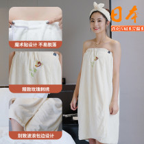 Japanese bath skirt student bandeau does not lose hair Bath towel women can wear can wrap home summer non-soft cotton quick-drying water absorption