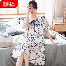 South Pole Sleeping Dress Woman Summer Pure Cotton Short Sleeve Thin 2021 New adorable Big Code Summer Spiritulate Sleeping Girl