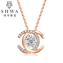 Shihua jewelry gold smart diamond necklace female real diamond 18K rose gold South African masonry pendant trivial bone chain
