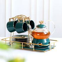 Those times European tea cup set heat-resistant boiled fruit glass teapot candle heated flower teapot base