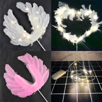 10 sets of net red feather wings cake decoration love ornaments variable creative heart-shaped plug-in Swan White