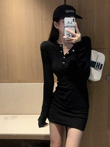 Spring 2021 new French small man waist thin temperament tight long-sleeved hip sexy dress female