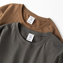  This is the temperament Mocha color 200g heavy cotton round neck short-sleeved T-shirt solid color thick impermeable top