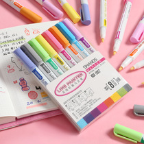 Shining double-line outline marker color Mark painting cute fluorescent set brush special set two-color hand account Net red hollow double bold childrens hand copy newspaper painting dream Flash gel