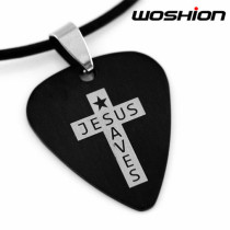 Personality ROCK METAL TITANIUM STEEL pickle NECKLACE◆JESUS SAVES CROSS JESUS