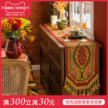 Fan Ju attitude Bach wedding table flag bed flag red European light luxury TV cabinet table side cabinet long decorative cloth