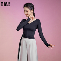 Chia Classical Dance Summer Practice with female elastic body black practice long sleeve Chinese modern dance dress