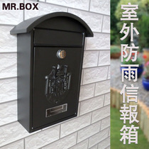 Simple European-style small mailbox family unit suggestion box outdoor wrought iron decoration hanging wall rainproof password letter box