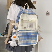 Net bag female college students summer 2021 New backpack bag Plaid travel backpack High School