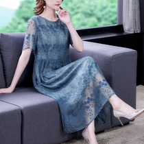 Hangzhou true silk mulberry silk one-piece dress high-end foreign gas extravaganza with great luxury wife wide fashion and weight loss
