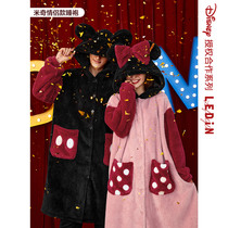 Lemachi Mickey lovers pyjamas womens autumn and winter thickened coral suede sleeping robe womens long-style bathrobe mens home clothes can go out