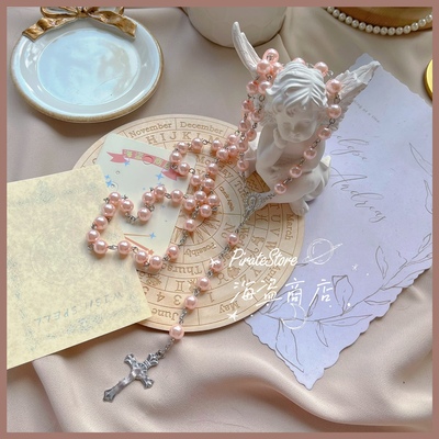 taobao agent Pink Cross Orange Pink Cross Block Necklace Y2K Japanese Harajuku Ashay Culture Yabi Lolita niche sweet