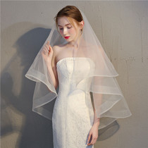 Korean bridal veil female super fairy double-layer wedding wedding headgear Mori wedding short veil