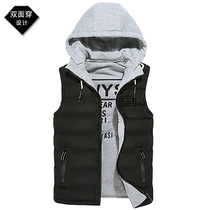 Autumn and winter new double-sided wearing vest mens down cotton vest youth thick student coat waistband mens horse clip trend