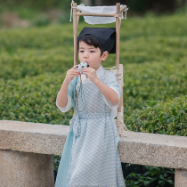 Tonghuawu Boy Hanfu Summer Chinese style Childrens ancient Tang dress Round neck robe Flying fish suit Male baby dress