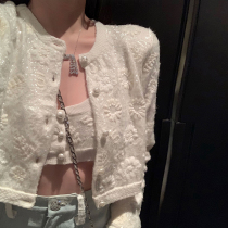 viola early autumn new celebrity Xiaoxiangfeng suit foreign atmosphere heavy industry embroidery knitted short jacket sling two-piece set
