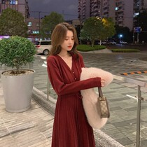 With coat sweater skirt childrens autumn and winter long thin temperament goddess fan nei with knee knitted underlay dress