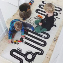 ins Nordic style cotton car track track game mat Baby crawling mat Childrens digital checkers game blanket