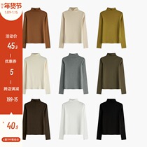 Plus velvet base shirt female inner half high collar autumn and winter 2021 New slim small white long sleeve T-shirt