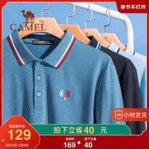 Camel Men's 2021 Spring New Long Sleeve T-Shirt Men's Trend Business Leisure Embroidered polo Shirt Lapel Top