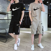 Nike trendy new summer short-sleeved t-shirt suit mens set with handsome summer clothes mens casual fashion clothes