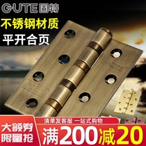 Gute door hinge 4 inch flat open stainless steel thickened toilet wooden door door silent bearing hinge