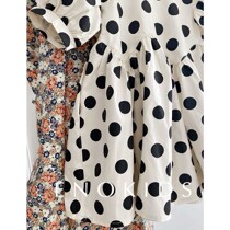 Temperament big wave point cotton dress 2021 girls Korean version of loose bubble short sleeve princess skirt foreign style holiday