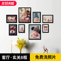 Childrens room wall decoration 8 frame Photo Wall non-hole hanging wall Photo Frame 7 inch wash photo baby photo album hanging picture