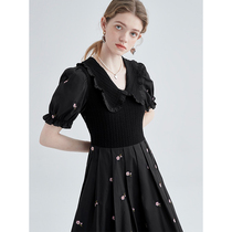 VEGA CHANG Black Bubble Cuff style one-piece dress Summer 2022 new female Petty Crowdflower Balloon Dresses